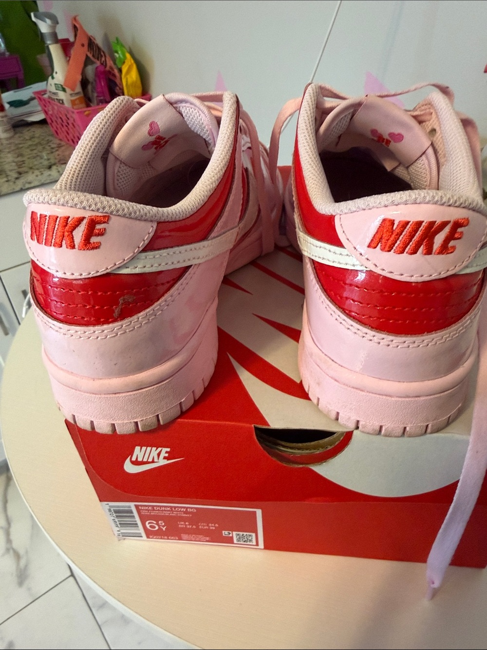 Nike Dunks Kids Pink and Red Low-Top Sneakers - Picture 4 of 15
